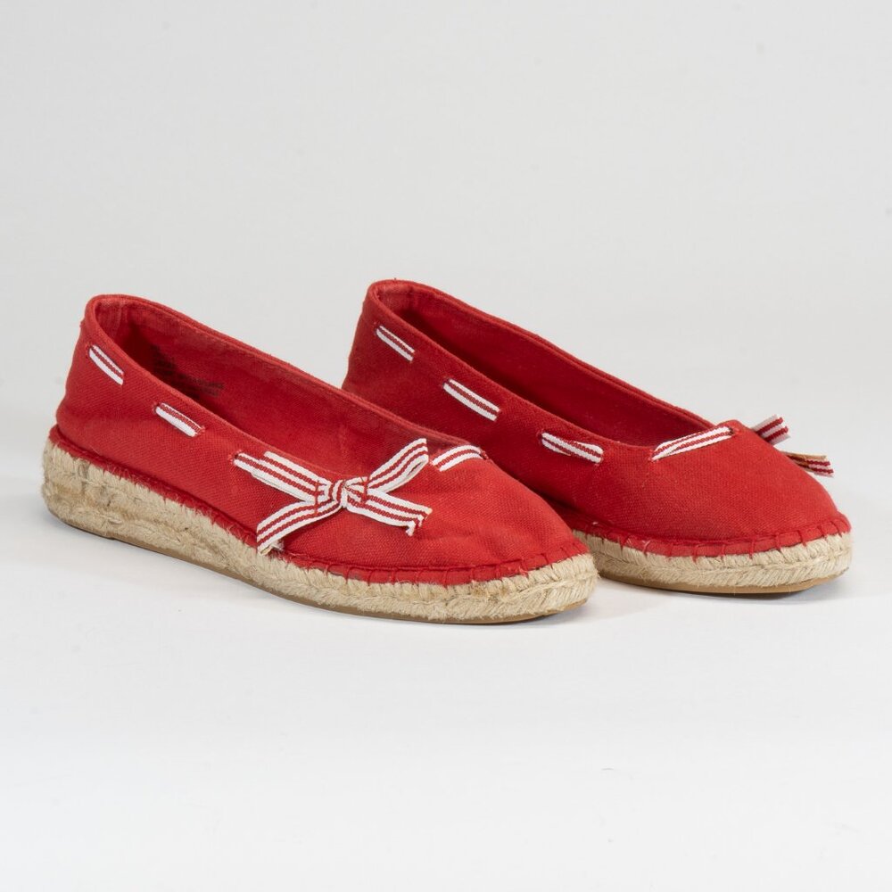 Connie Red Canvas Slip-On Platform Espadrilles, Women's Size 8M